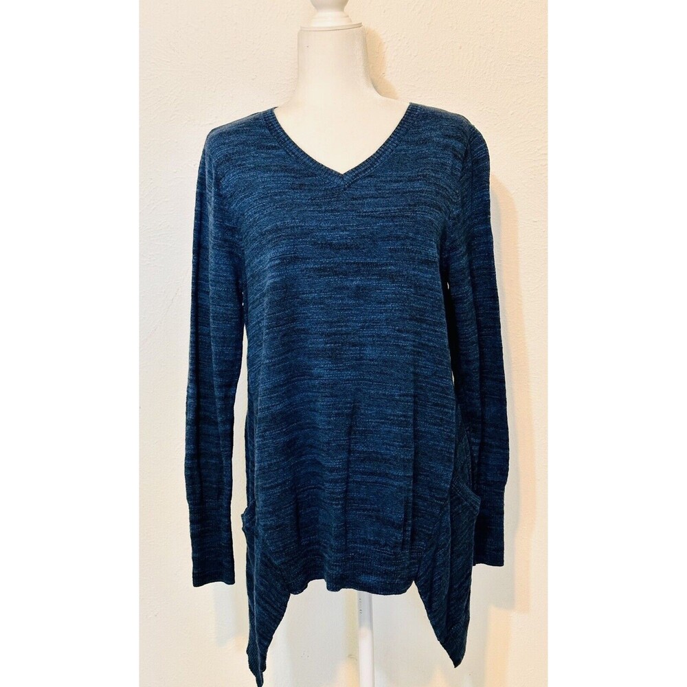 LOGO by Lori Goldstein Size L Cashmere Blend Sweater Front Pockets Minimalist